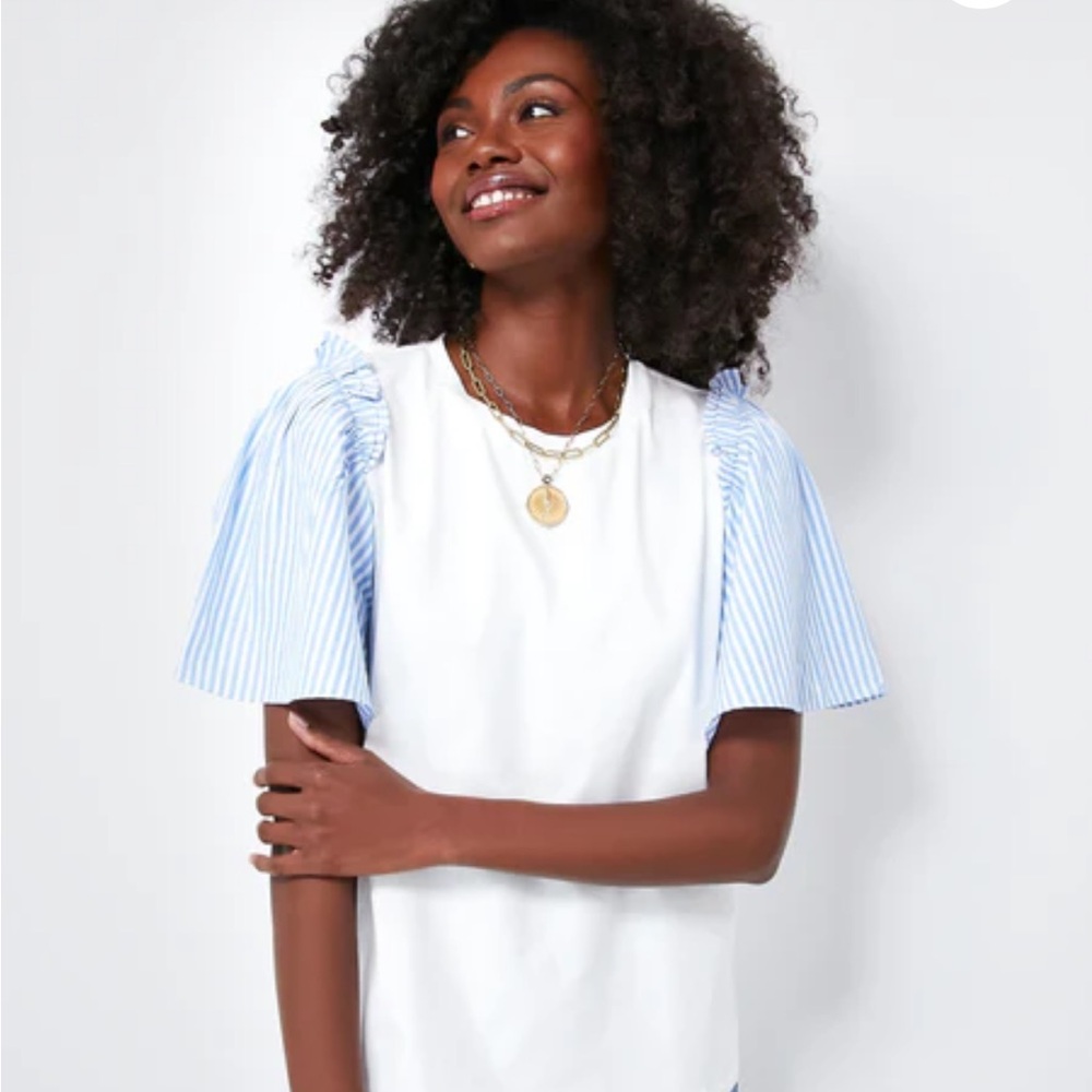 Tuckernuck Pomander Place Hyacinth House Blue Stripe Mollie Blouse